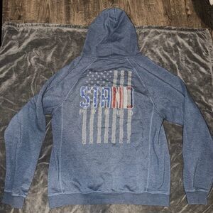 MENS Blue Stand Proud Buck Wear Hoodie Size XXL